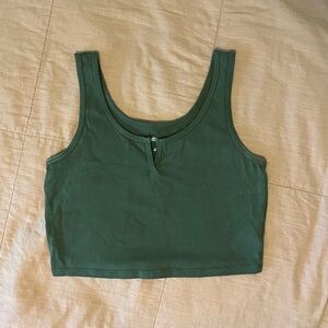 Wild Fable Green Buttoned Crop Tank Top